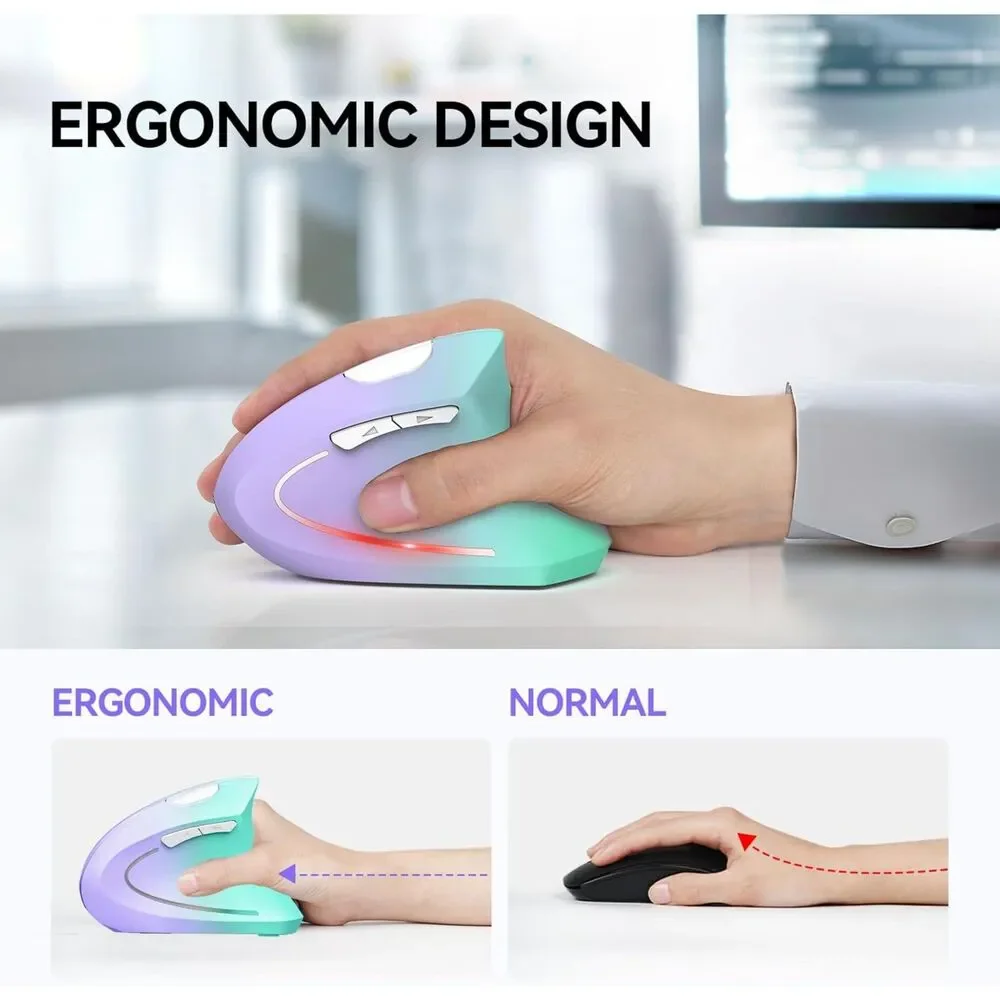 TECKNET Ergonomic Wireless Bluetooth Vertical Mouse 4800 DPI Quiet Clicks